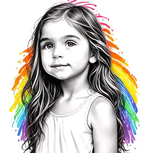 Little Girl And Rainbow Colors