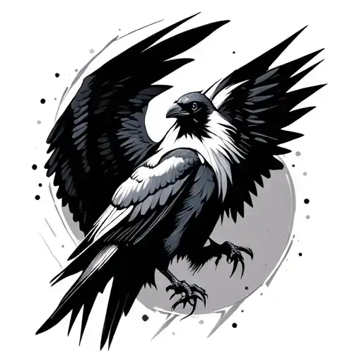 Geometric Crow Spread Wings