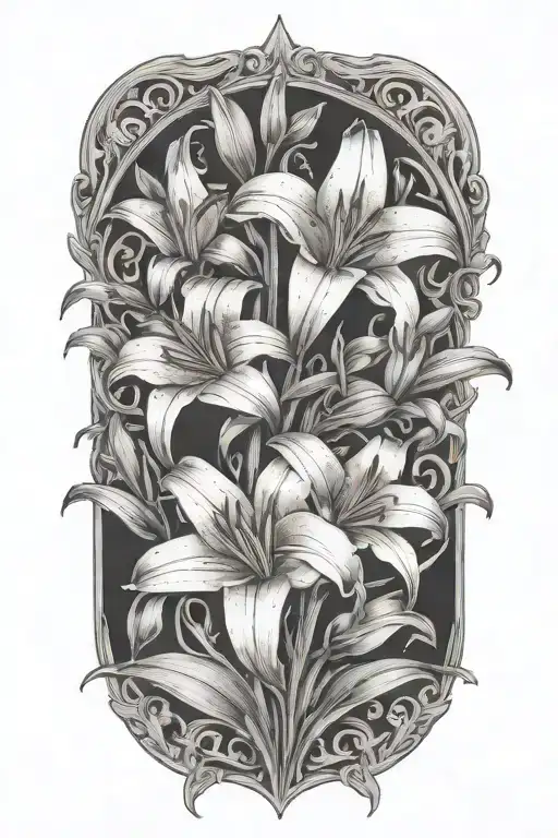 Lilies Engulfed By Fire Flames