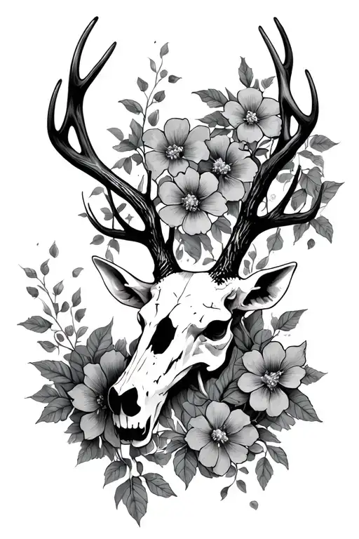Deer Skull Flowers Growing