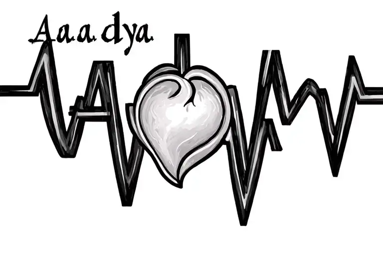Heartbeat Line Followed By Name Aadya