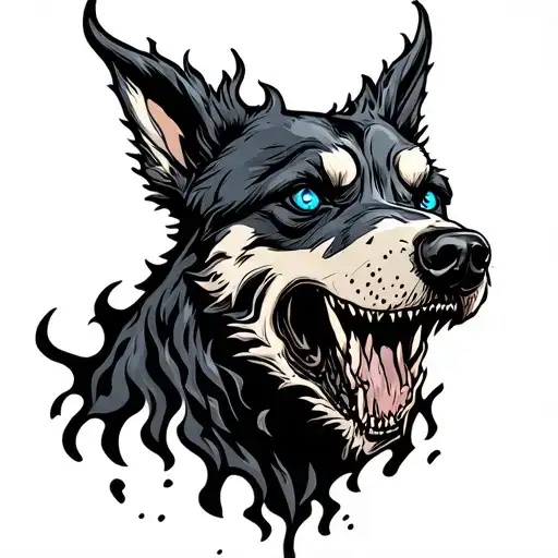 Call Of Duty Zombies Hell Hound That's Made Of Fire With Blue Eyes