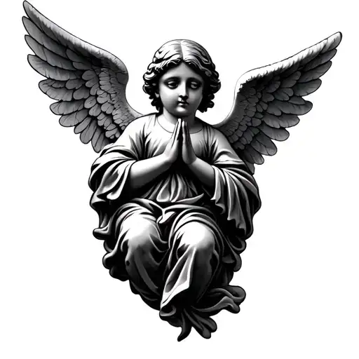 An Cherub Angel With Praying Hands