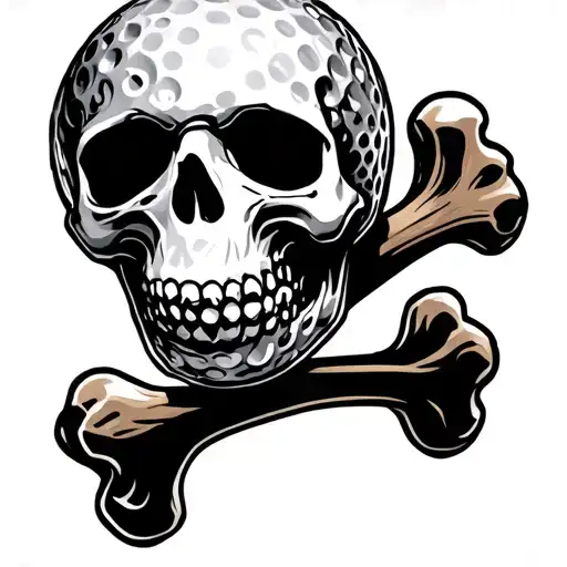 Golf Ball Skull On Bone Tee