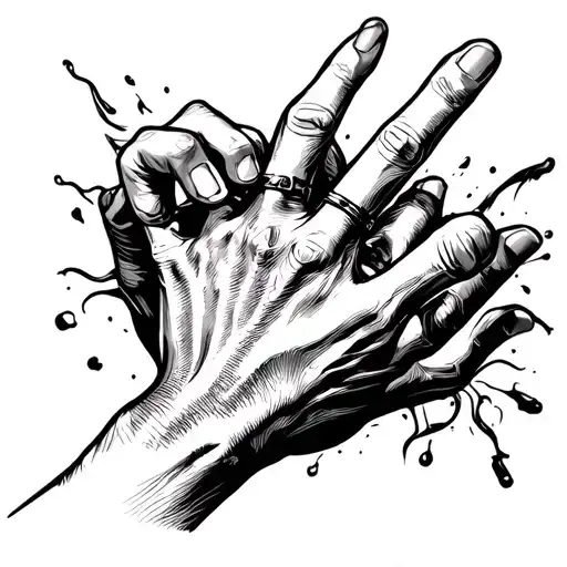 Create A Tattoo Design With 3 Hands Flipping Off In Black And White Color