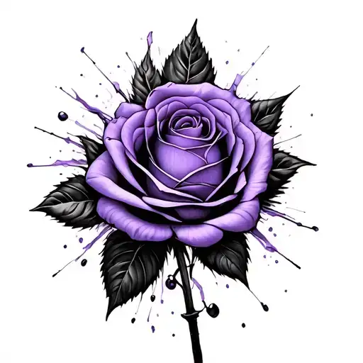 Black And Purple Rose Coming Broken Light Bulb Emerging