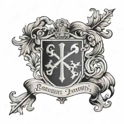 Combine The Ryan Family Crest With Traditional Christian Symbols In A Black-grey