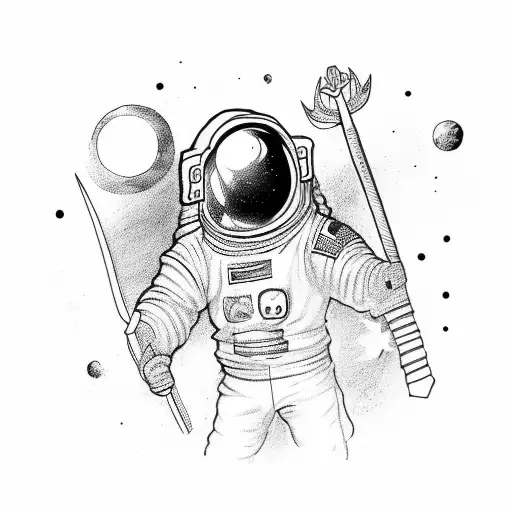 Viking Astronaut In Space With Axe