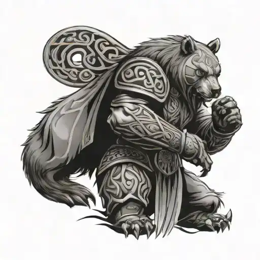 A Stylized Celtic Warrior With Bear Claws As Armor