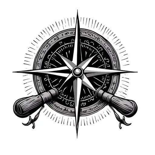 Crossed Fishing Rod Compass Rose