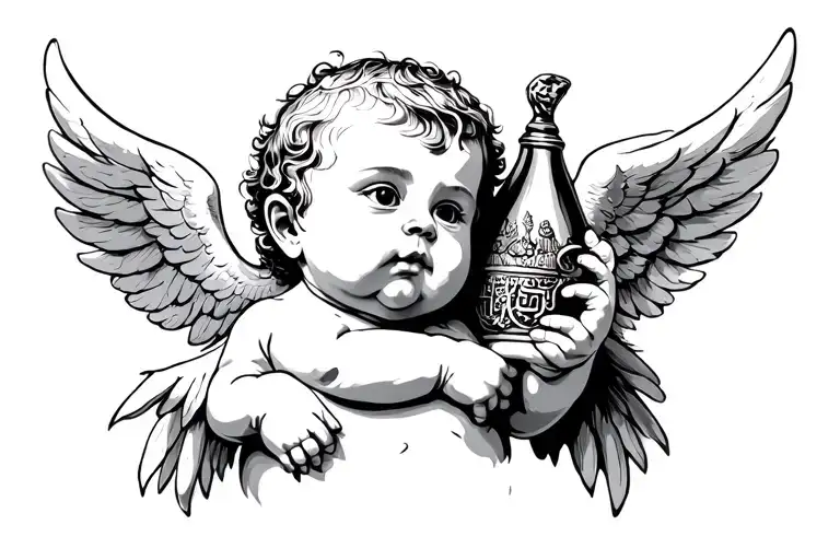 Baby Cherub Holding Turkish Falg