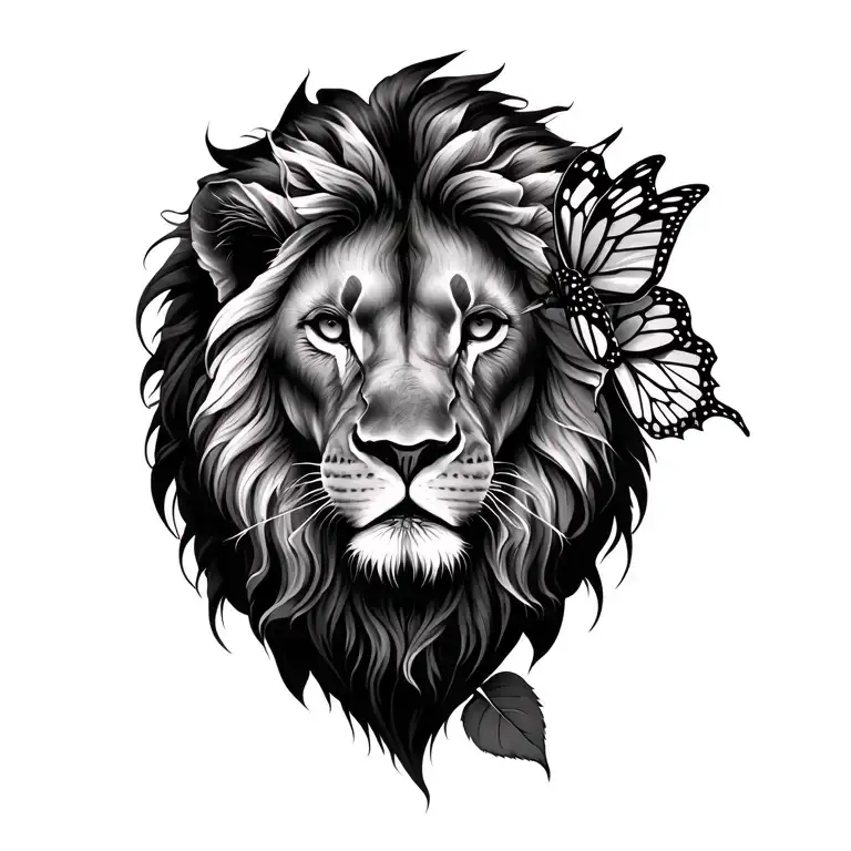 Lion Rose And Butterfly