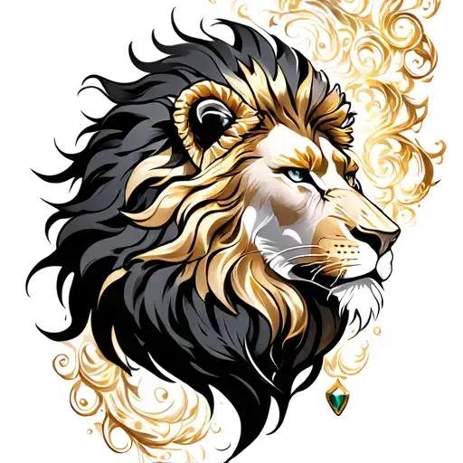 Lion Of Gold With Precious Stones