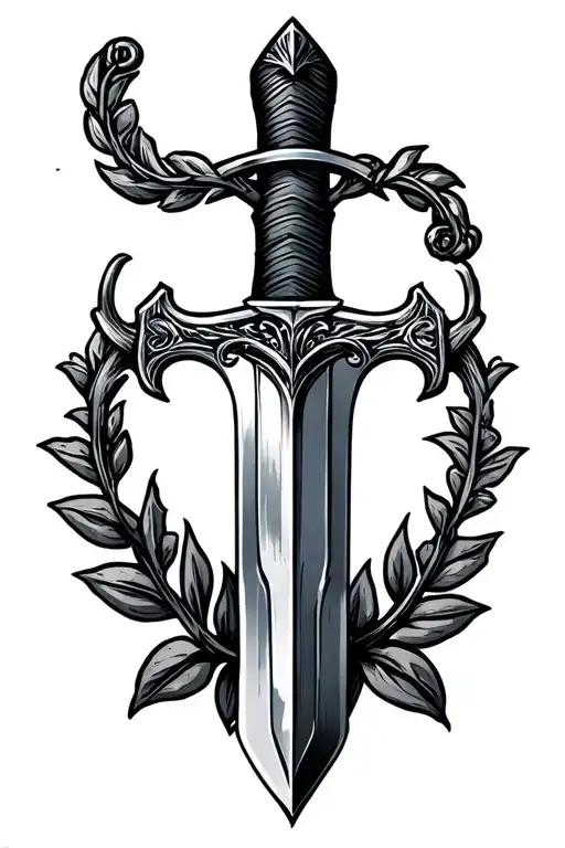 Broken Sword With Laurels Around The Handle