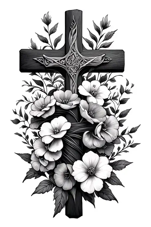 Flowers Wrapped Around The Cross