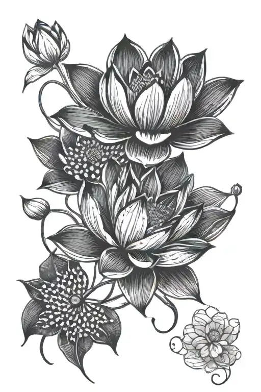 Lotus With Fine Lines Only Use Black