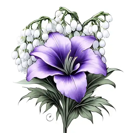 Violet Flower And Lily Of The Valley