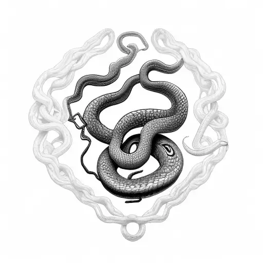 Snake Surrounding 2D Caffeine Molecule