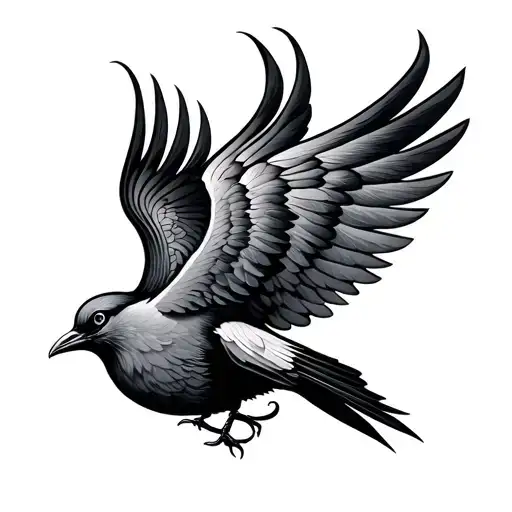 Symmetrical Bird With Open Wings