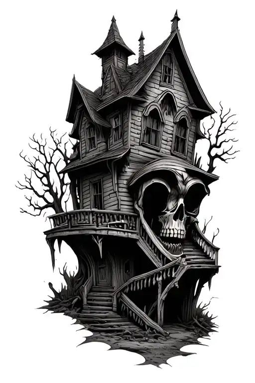 Haunted House Made Out Of A Skull