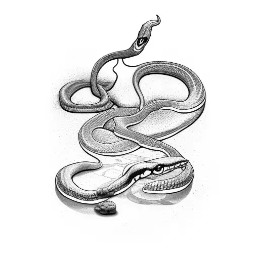 Snake Surrounding 2D Caffeine Molecule