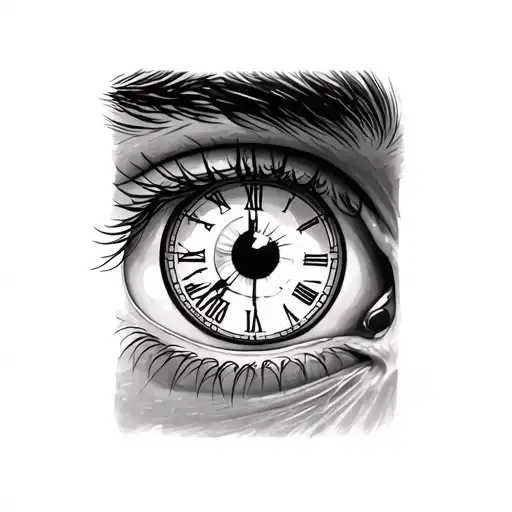 The Left Eye Inside Which There Is A Clock Instead Of A Pupil