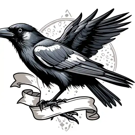 Crow With A Banner Underneath