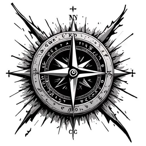 Compass Surrounded Ripped Skin