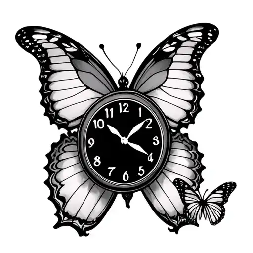 Butterfies Clock Word 'Love' Written