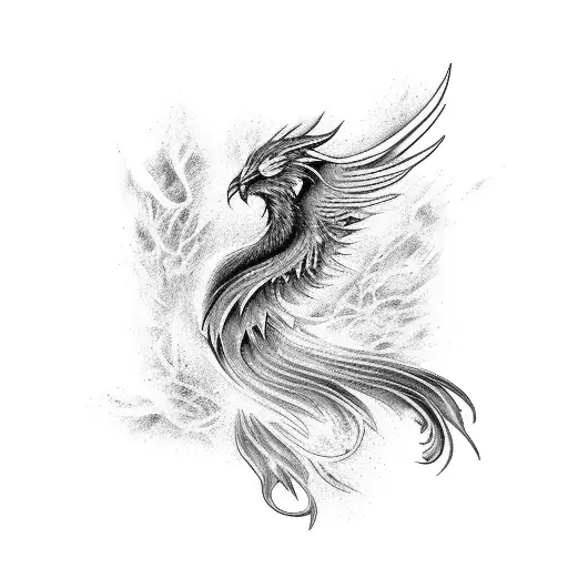 Phoenix Rising With Female In Ashes