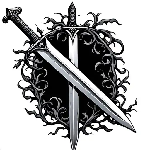 Sword With Vines Going Down Blade