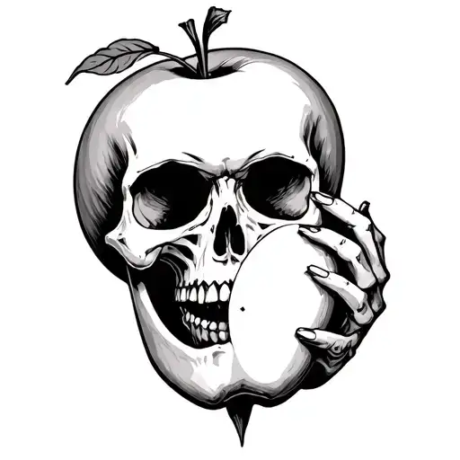 Skull Skeleton Taking The Forbidden Apple
