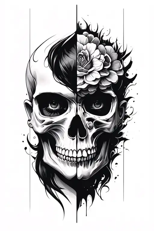 Half Face Half Skull Face