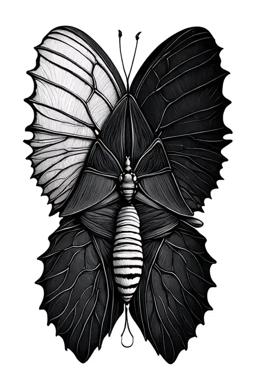 Blackwork Small To Medium Moth Wings Spread Symmetric