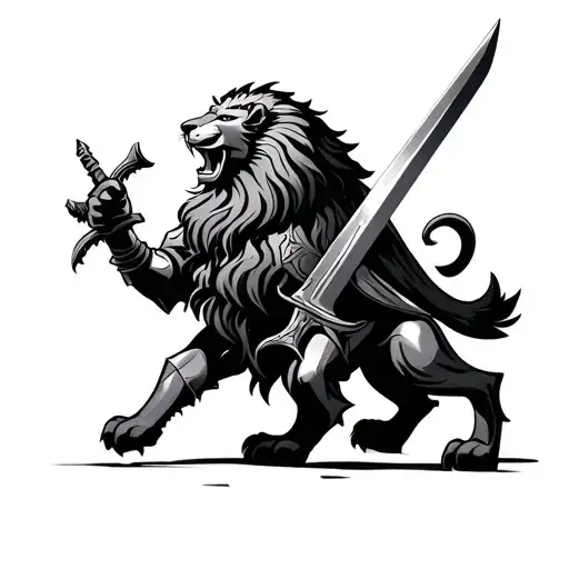 Lion Knight Holding A Sword