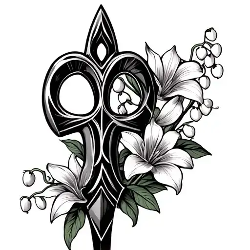 Gothic Ankh With Lilies Of The Valley