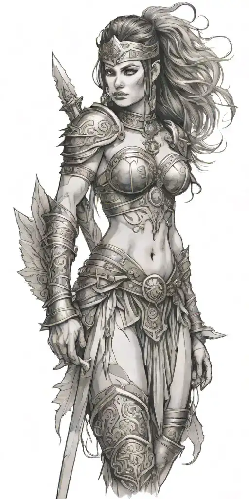 Barbarian Warrior Woman Posing