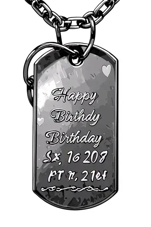 Chain And Dog Tags Hanging With Birthday Date