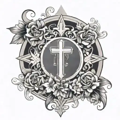 Saint Symbol With Flowers Around It