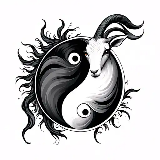 Black And White Yin Yang Goat