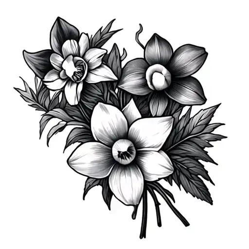 Violets And Narcissus Flower Bouquet Made Friends