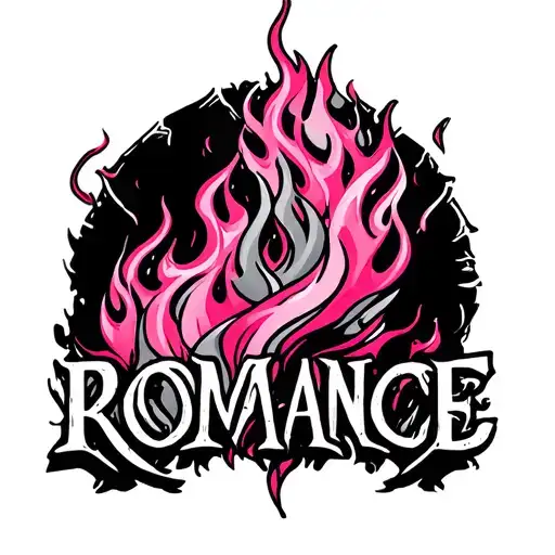 Pink Who Consumes In Flame And The Word Romance That Appears