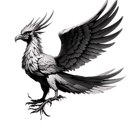 Realistic Phoenix With Wings Spread