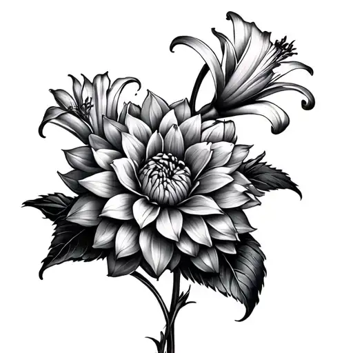 Dahlia And Lily Flowers