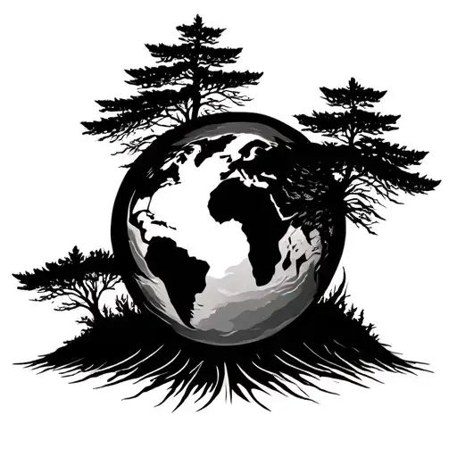 Bald Cypress Inside Earth Symbol