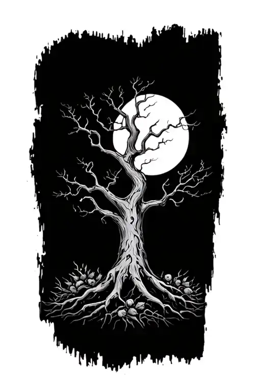 Spooky Tree Growing In Fall