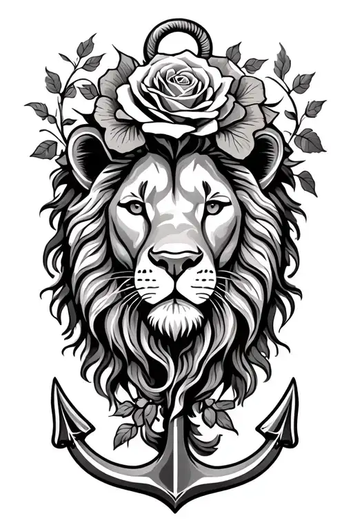 Lion Roses Vine Anchor
