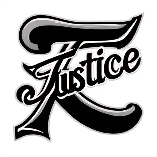 The Number 7 And The Word Justice In Cursive Going Across The Number