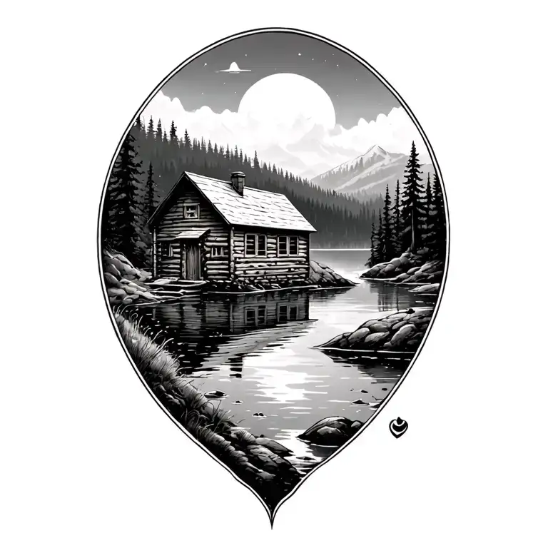 Black Lake With Hagrids Cabin