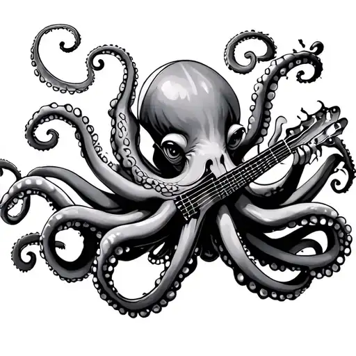 A Band Of Octopuses Playing Music Themed
